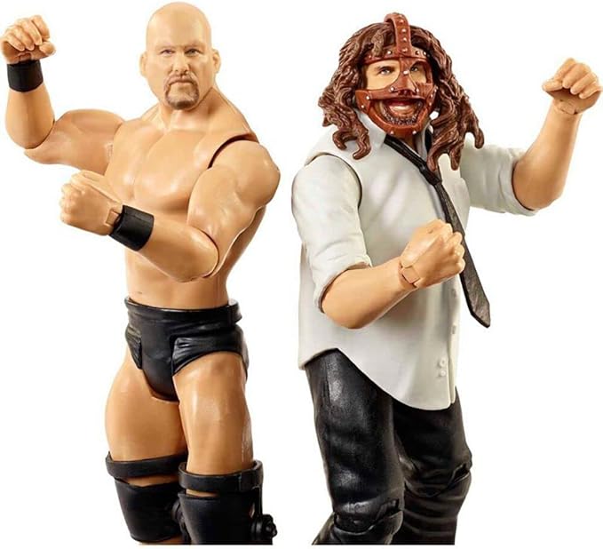 WWE MATTEL Stone Cold Steve Austin vs Mankind Championship Showdown 2 Pack 6 in Action Figures High Flyers Battle Pack for Ages 6 Years Old and Up