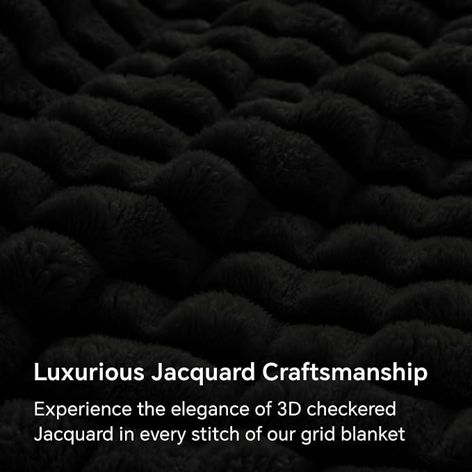 BEDELITE 3D Checked Black Fleece Twin Throw Blanket for Bed, 60x80 Inch | Soft Warm Fuzzy Fluffy Blanket for Couch Sofa, Lightweight Plush Cozy Throws for Home Room Decor, Gift for Women, All Season