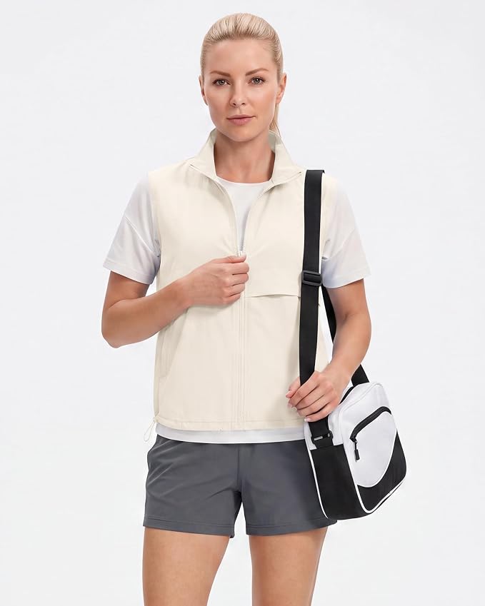 Women's Lightweight Running Vest Stand Collar Zip Up Summer Waistcoat Sleeveless Jacket for Golf Hiking Travel