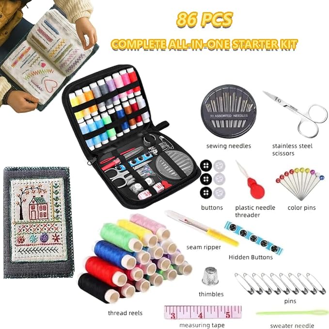 OYSMY Embroidery Stitch Book Kit,2026 New Embroidery Kit with 86 PCS Sewing Kit,Includes Illustrated Guide to 106 Universal Embroidery Stitches for Beginners and Craft Lovers(2 Set)