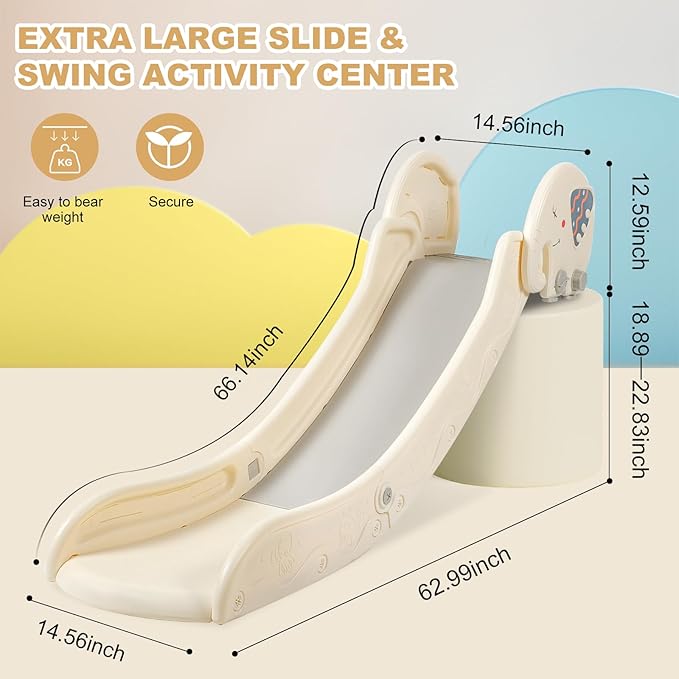 Indoor Couch Slide for Toddlers 1-3, Kids Baby Toddler Slide, Add-on for Modular Play Couches, Indoor Playset for Sofa Bed Stair, with Secure Guardrail, Gentle Slope, Extended Buffer Zone (Big)