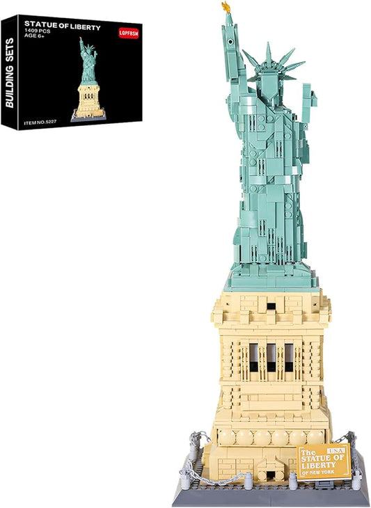 Statue of Liberty Architecture Building Block Sets New York World Famous Landmark Series Architectural Model Toys Gift for Adults Kids 1409 Pieces