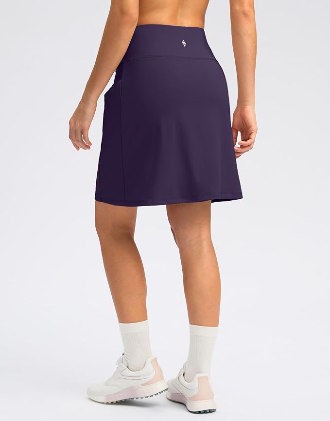 Women's 18" Skorts with 4 Side Pockets High Waisted Long Golf Skirt | Soft, Lightweight, Stretch, Breathable, Mesh Built-in Shorts, Athletic, Tennis, Dressy, Casual