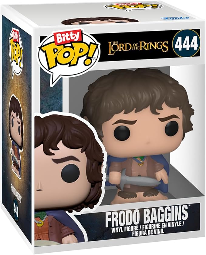 Funko Bitty POP! Lord of The Rings - Frodo, 4-Pack and A Surprise Mystery Mini Figure - 0.9 Inch (2.2 Cm) - Lord of The Rings Collectable - Stackable Display Shelf Included - Gift Idea