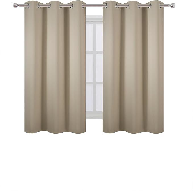 LEMOMO Beige Blackout Curtains 42 x 54 Inch Length Set of 2 Panels Grommet Bedroom Curtains for Living Room
