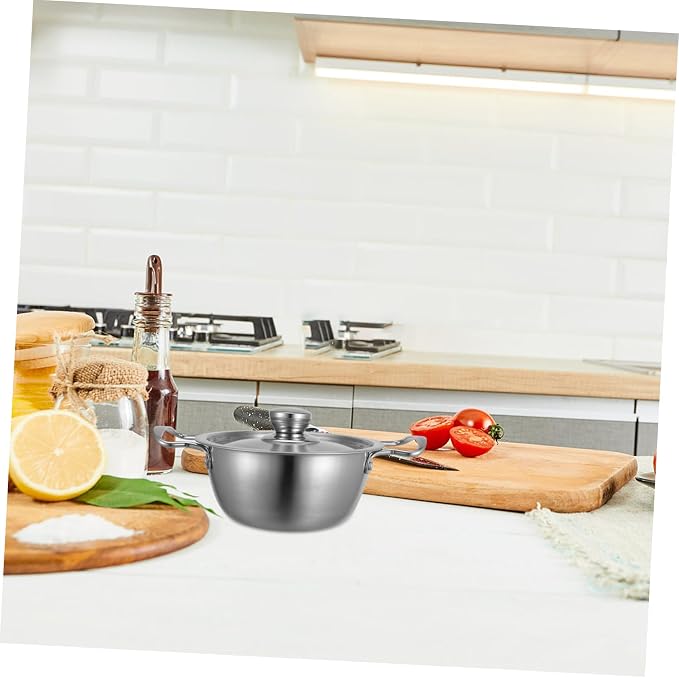 SHOWERORO Korean Ramen Noodle Pot Stainless Steel Soup Pot Dual Handles for Seafood and Pasta Cooking and Easy to Clean for Family Gatherings