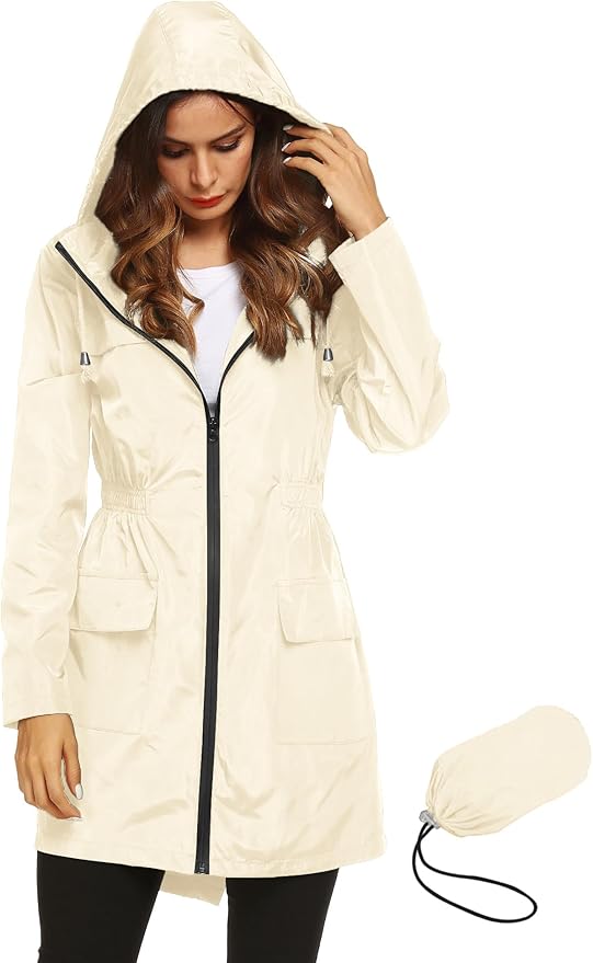 Lomon Women Waterproof Lightweight Rain Jacket Active Outdoor Hooded Raincoat