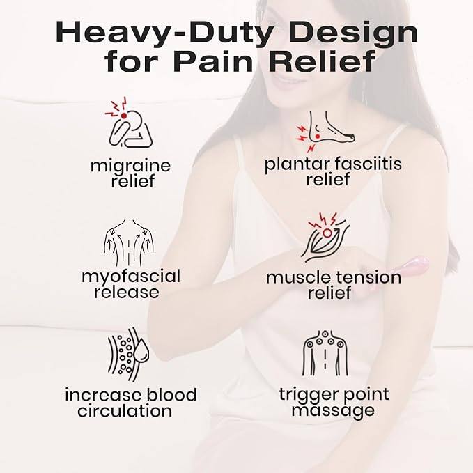 lifechill Trigger Point Massage Tool for Pain Relief Deep Tissue, Gua Sha & Muscle Scraper Tool for Full Body, Thumb Saver Acupressure Tool Relieve Muscle Knots (Rose Red)
