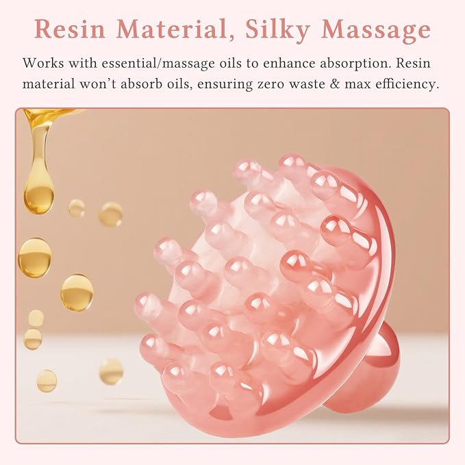 GSHOW Scalp Massage Tool - 21 Long Rounded Teeth Resin Manual Handheld Massager for Lymphatic Drainage & Cellulite Massage - Full-Body Gua Sha Comb for Men Women