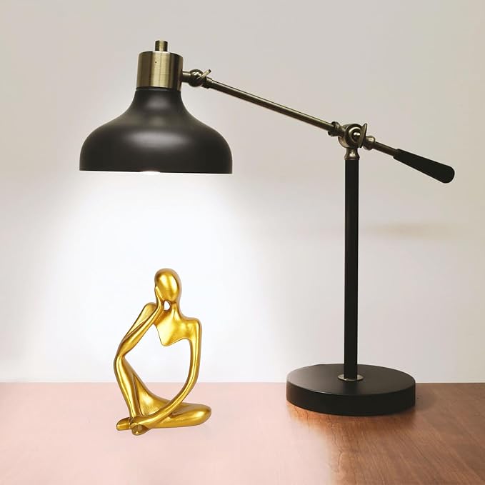 Sandstone Resin Thinker Statue Style Abstract Sculpture, Gold, Left | Small Statue Collectible Figurines, Modern Aesthetic Ornament for Home Office Bookshelf Desktop Coffee Table Decor