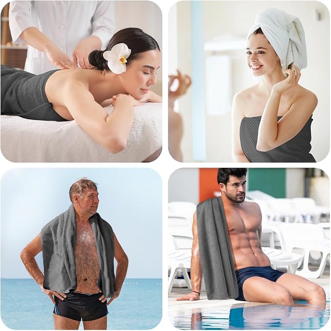 HOMEXCEL Grey Bath Towels 2 Pack, Microfiber Bathroom Towel, Super Soft Highly Absorbent Bath Towel Set, Quick Drying Towels for Sport, Yoga, SPA, Fitness