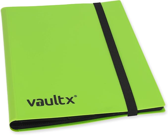 Vault X 9 Pocket Standard Strap Binder, Holds 360 Trading Cards in 20 Side-Loading Pages (Green)