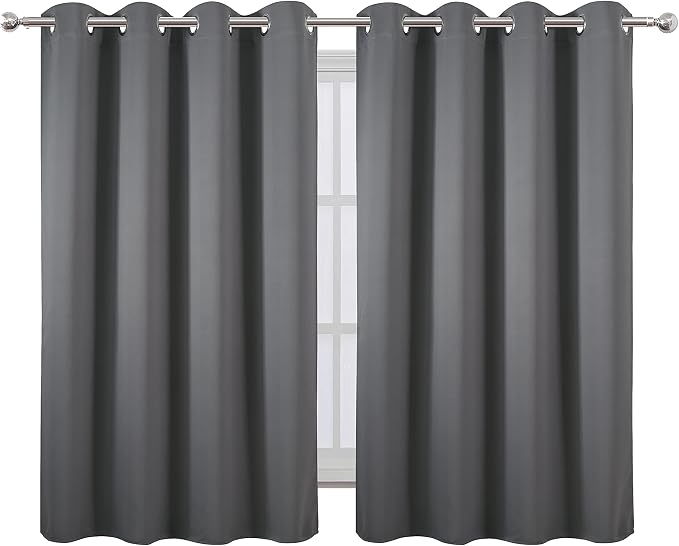 LEMOMO Frost Grey Blackout Curtains/52 x 45 Inch Length Kids Curtains/Set of 2 Panels Grommet Bedroom Curtains for Living Room
