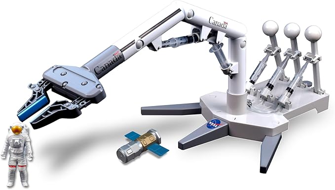 MUKIKIM NASA Future Explorers - Canadarm Robot Arm Mobility System. Build & Learn STEM Education & Interactive Space Exploration for Kids. with Hydraulic Power & 4 Axis of Movement!