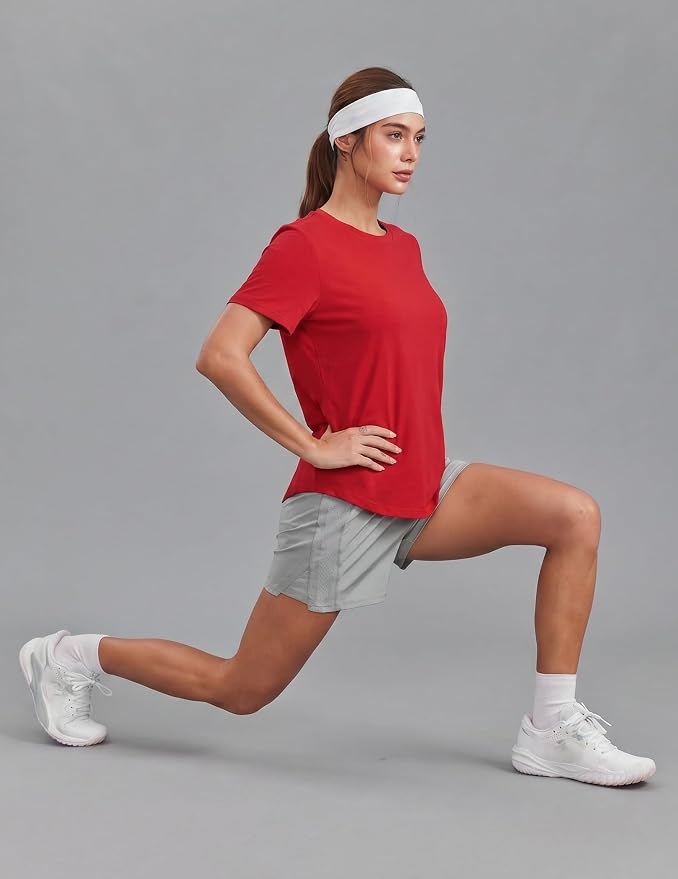 PINSPARK Soft Workout Tops for Women UPF 50+ Sun Protection Shirt Quick Dry Athletic Running Hiking Travel Basic Tee Shirts
