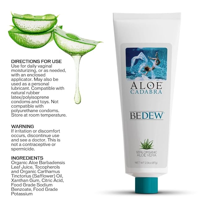 Aloe Cadabra BEDEW Organic Vaginal Moisturizer - NSF Certified Organic | pH-Balanced Formula, 2.9oz Tube, Drug-Free, Hormone-Free Relief for Vaginal Dryness, Menopause & Personal Comfort