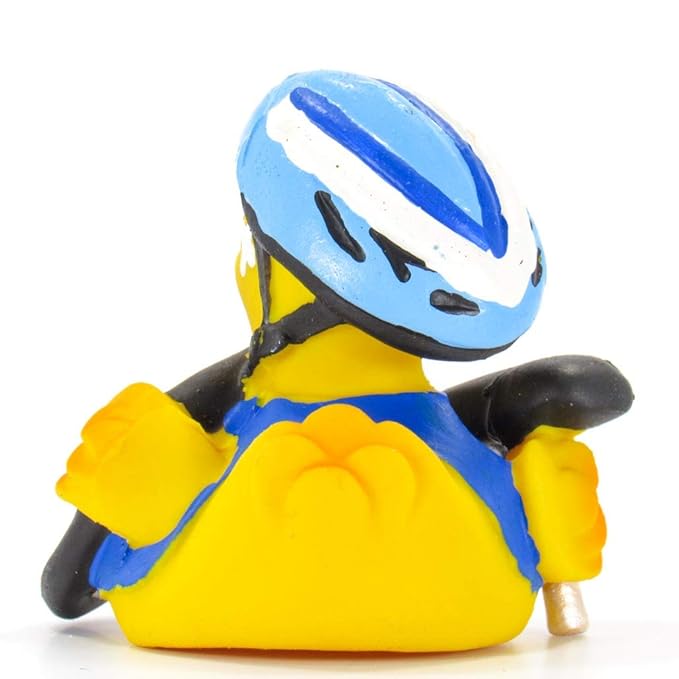 Biker Cyclist Crash Rubber Duck Bath Toy | All Natural, Organic, Eco Friendly, Squeaker | Imported from Barcelona, Spain