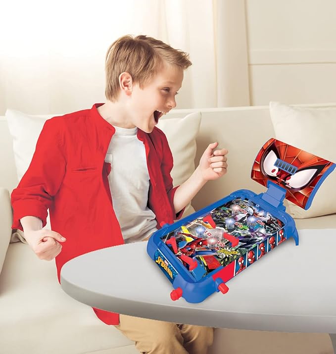 LEXiBOOK Marvel Spider-Man, Table Electronic Pinball, Action and Reflex Game for Children and familiy, LCD Screen, Light and Sound Effects, Blue/red, JG610SP