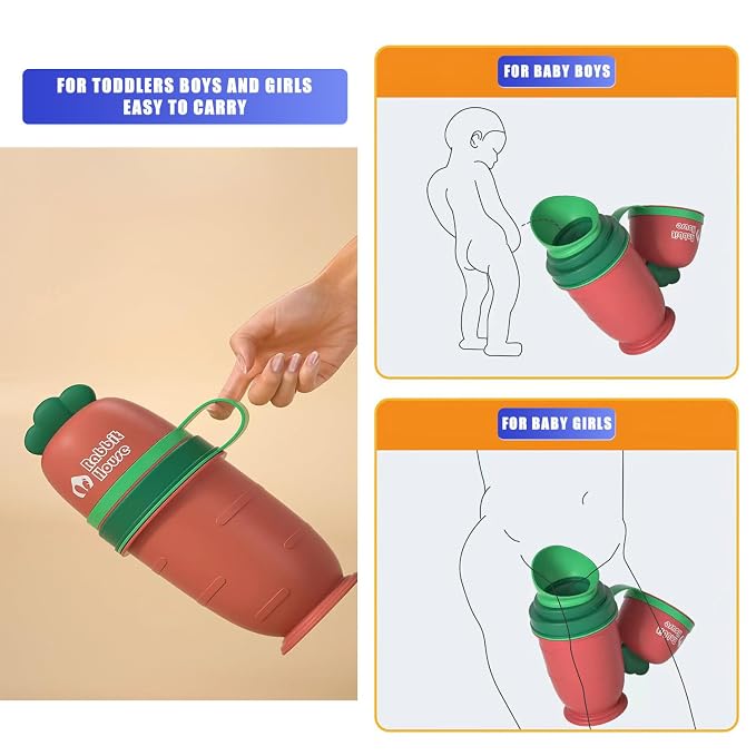 Cute Portable Urinal for Toddlers Boys and Girls, with Clean Brush, Emergency Toilet Pee Bottle Pee Cup for Toddler Car Travel, Camping, Outside, Toddler Urinals for Potty Training (Arthur Red)