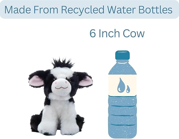 The Petting Zoo Cow Stuffed Animal Plushie, Gifts for Kids, Wild Onez Babiez Farm Animals, Cow Plush Toy 6 inches