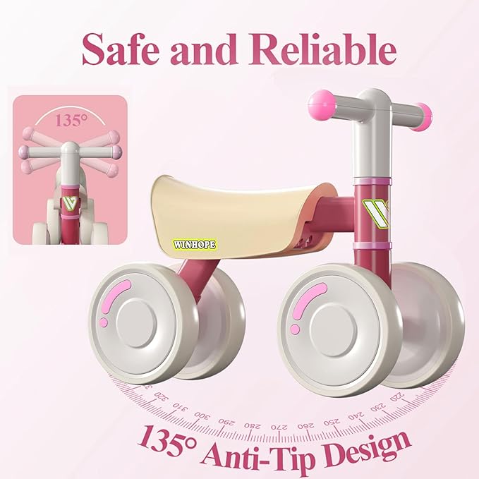 WinHope Baby Balance Bike for 1 Year Old Boys Girls,12-36 Month Toddler Balance Bike with 4 Wheels,Toddler First Bike,Girls First Birthday Gifts