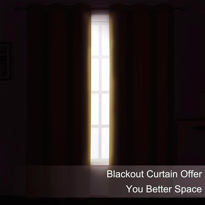 LEMOMO Mustard Yellow Thermal Blackout Curtains/52 x 54 Inch/Set of 2 Panels Room Darkening Curtains for Bedroom