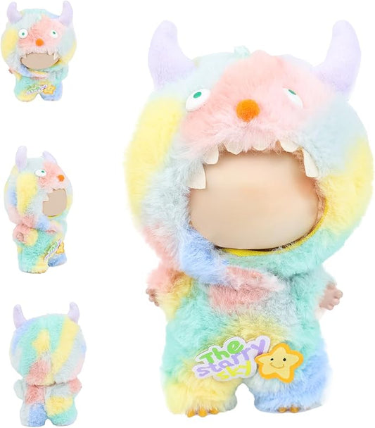 Clothes for labubu Doll 17cm Accessories Suit Cute Clothes for Doll Dress up Monster Style Outfits（Dopamine）