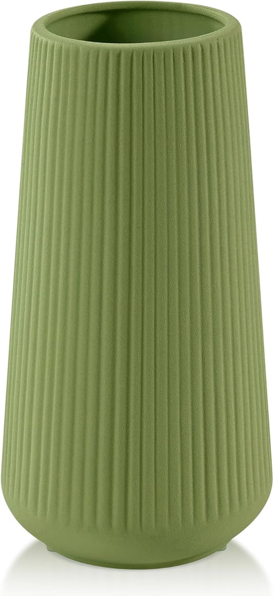 XL Saga Green Ceramic Vase, GUKJOB Cute Flower Vase for Pampas Grass, Home, Living Room, Dining Table, Farmhouse, Office Decor, Bedroom, Table, and Kitchen Shelf (XL Saga Green)