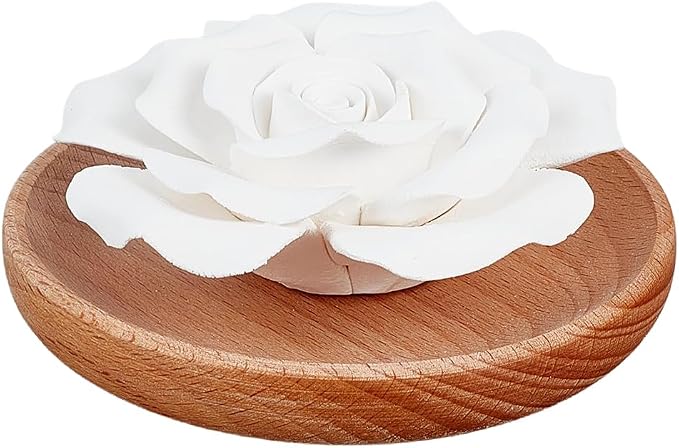 PH PandaHall Essential Oil Passive Flower Diffuser, White Flower Ceramic Essential Oil Small Diffuser Cordless Aromatherapy for Small Room Desk Bathroom Office Air Freshener, Rose