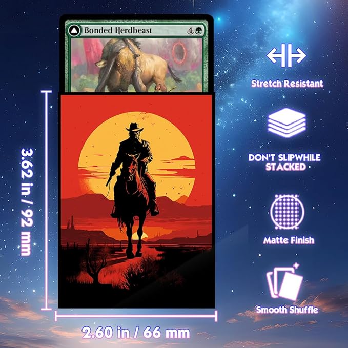 MTG Card Sleeves, Ultra Clear Front & Matte Finish Back, 100 Count Standard Size Matte Art Sleeve for Magic The Gathering (Lone Ranger)