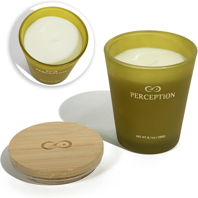 PERCEPTION AROMAS Luxury Scented Candle | Bamboo Jasmine | Hand Poured Soy Wax Candle with Gift Box | Elegant Fragrances | 50 Hour Burn Time (8.1 oz)