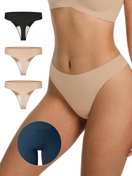 LUCKMEEY Cotton Thongs for Women Seamless Thongs for Women No Show Thong Panty Liners Workout G-String Thongs Underwear