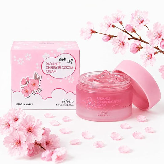 esfolio made in Korea Cherry Blossom Nourishing Cream 2.82 Oz, Daily Facial Moisturizer with Cherry Extract, Lightweight Face Cream for Soft and Comfortable Skin, Fast Absorbing Korean Skincare