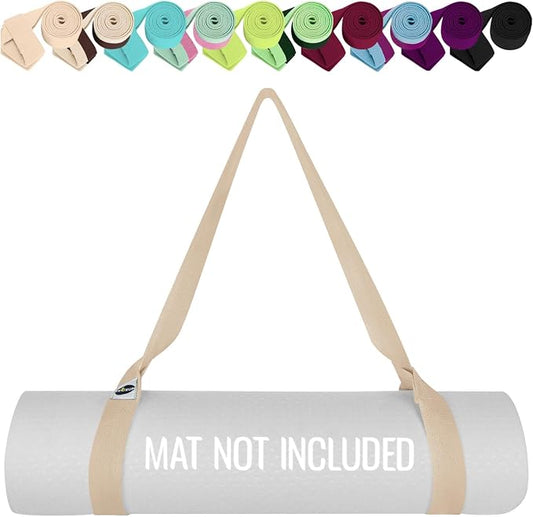 TECEUM Yoga Mat Strap – Extra Soft & Thick Cotton Carrier for All Mats | Adjustable Skin-friendly & Non-Slip Mat Holder Sling in 30+ Colors [Mat Not Included]