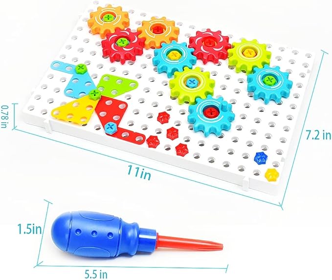 ChuburD 177pcs Kid's Building Toys, Interlocking Gear Set Building Blocks, Kids Play Toolbox, Drive Belt Gears, for Classroom Learning, Kids' Party, for 3 and Up