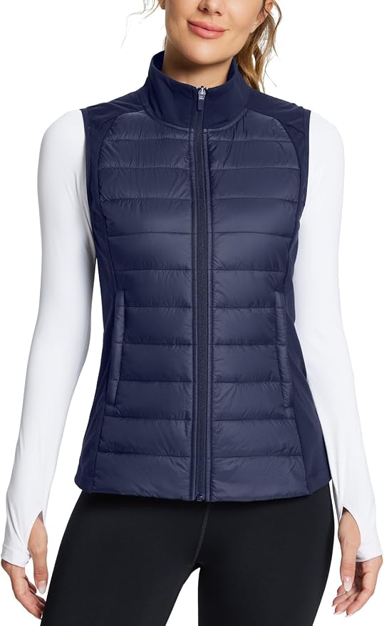 baleaf Womens Lightweight Warm Puffer Vest Winter Running Sleeveless Jacket | Zip Pockets & Soft Curve Design, Windproof, Water-Resistant and Noiseless Fabric, Suitable for Running, Hiking in 20°F-60°F