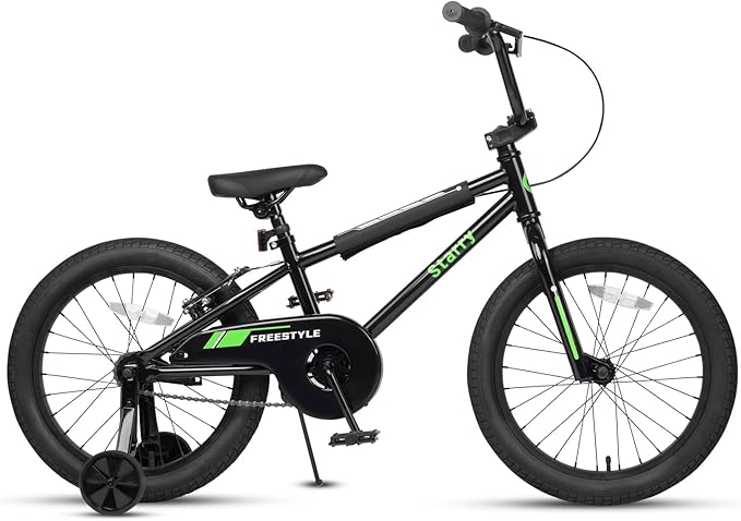 12 14 16 18 Inch Kids Bike BMX Style Bicycle with Training Wheels Coaster Brake for 2-10 Years Old Toddlers Boys Girls Multiple Colors