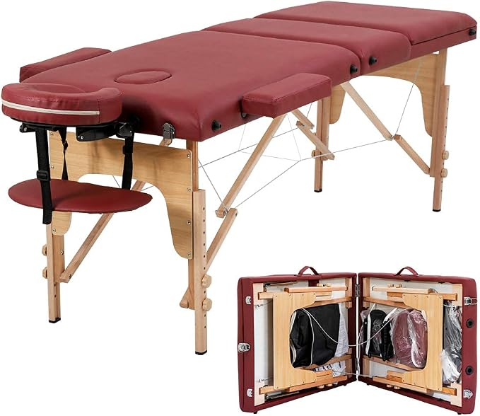 BestMassage Massage Bed Portable Massage Table 3 Folding Lash Bed Height Adjustable 24 Inch Wide Spa Table with Non-Woven Bag for Spa Footmassage Facial CareSpa Tattoo