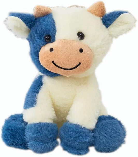 Cow Stuffed Animal Cute Cow Plush Doll Toy 9 inch for Girls Boys Christmas (zuoniu deep Blue)