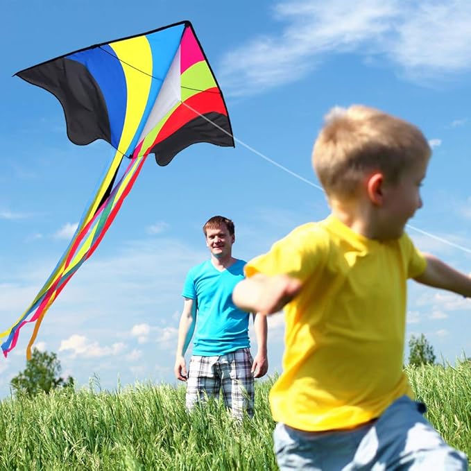 Mint's Colorful Life Delta Kite for Kids & Adults, Extremely Easy to Fly Kite for Beach Trip, Best Kites for Beginners, 300ft String Handle Included