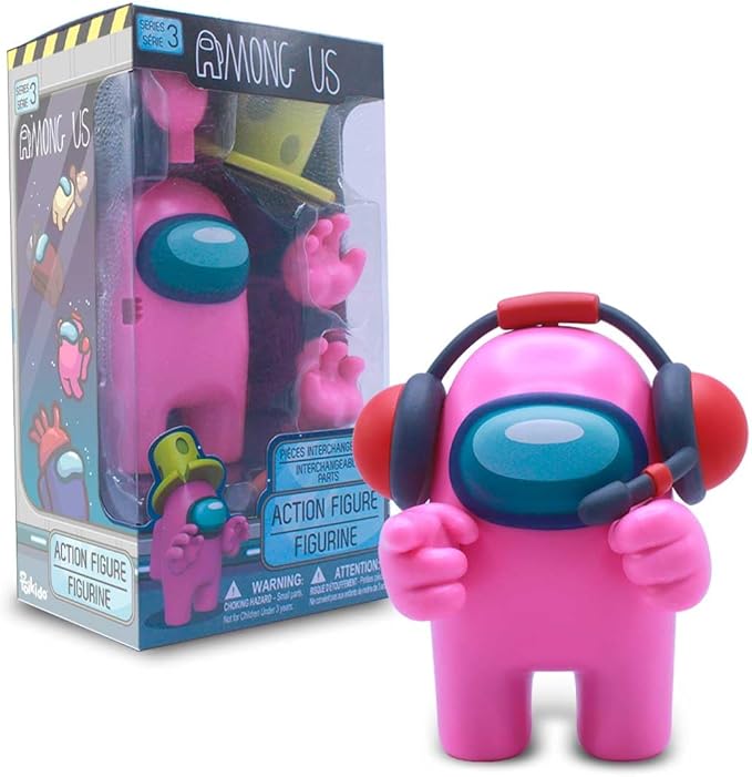 Among Us Collectible Figure – Pink Crewmate with Cheese Hat, 7″ Action Figure – Just Toys Series 4
