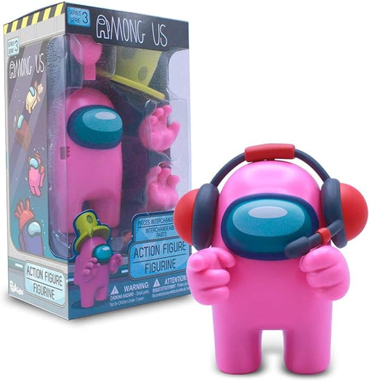 Among Us Collectible Figure – Pink Crewmate with Cheese Hat, 7″ Action Figure – Just Toys Series 4