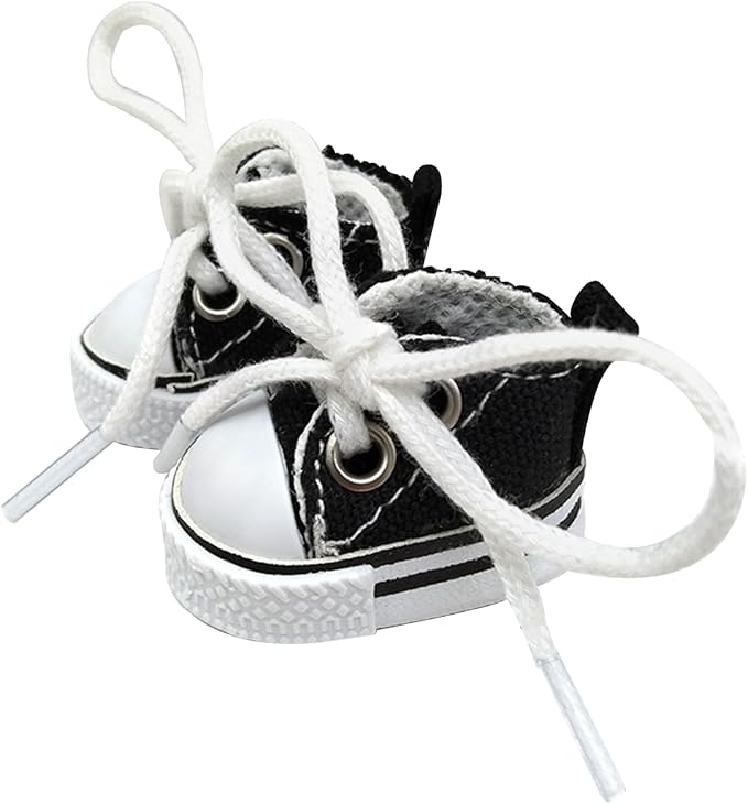 Shoes for Labubu Dolls (15cm & 17cm Monster Keychain, Macaron/Have a seat/Energy). Clothing Accessories for popmart 6.7" Blind Box.(Black Canvas Shoe)