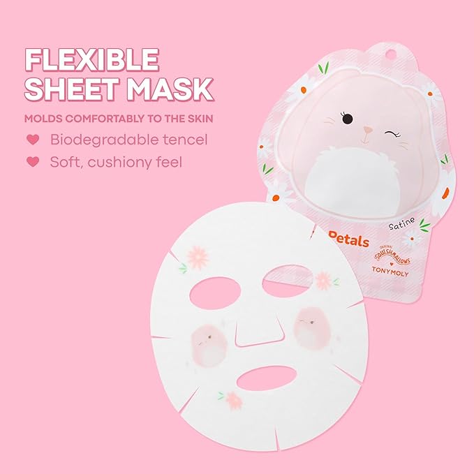 TONYMOLY x Squishmallows 6-Piece Easter Sheet Mask Gift Set – Aimee Vitamin C Lemon + Satine Rose Chamomile – Hydrating K-Beauty Masks, Easter Basket Gift & Party Favor for Teens & Girls