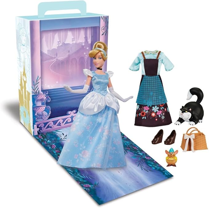 Disney Store Girl's Princess Story Doll (Cinderella) 11 Inches, Includes Coloring Book and Additional Dress, Princess Doll in Classic Outfit, Princess Toys