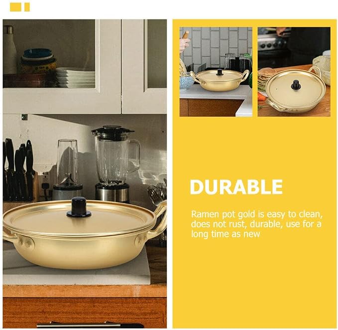 Korean Ramen Noodles Pot Instant Noodles Cooker Fast Heating Double Handle Pot Lid Soup Pasta More
