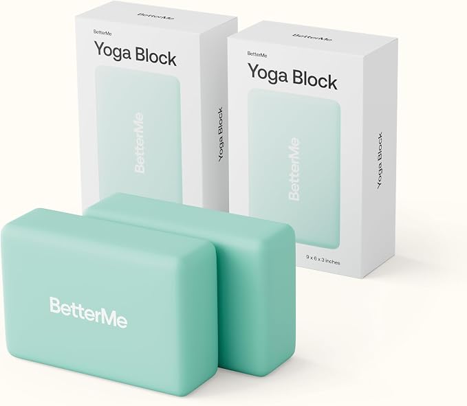 BetterMe Yoga Blocks Set of 2 – High Density Foam Yoga Blocks for Stretching, Pilates & Workouts – Lightweight Non-Slip Exercise Blocks for Flexibility & Balance