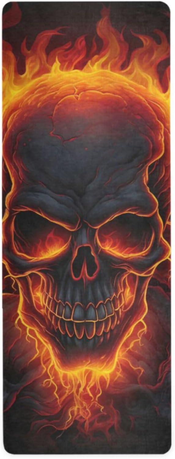 Skull Yoga Mat for Women Men 71" x 26" Non Slip Exercise & Fitness Mat 1mm Thick Workout Mat for Yoga, Pilates, Come with Storage Bag