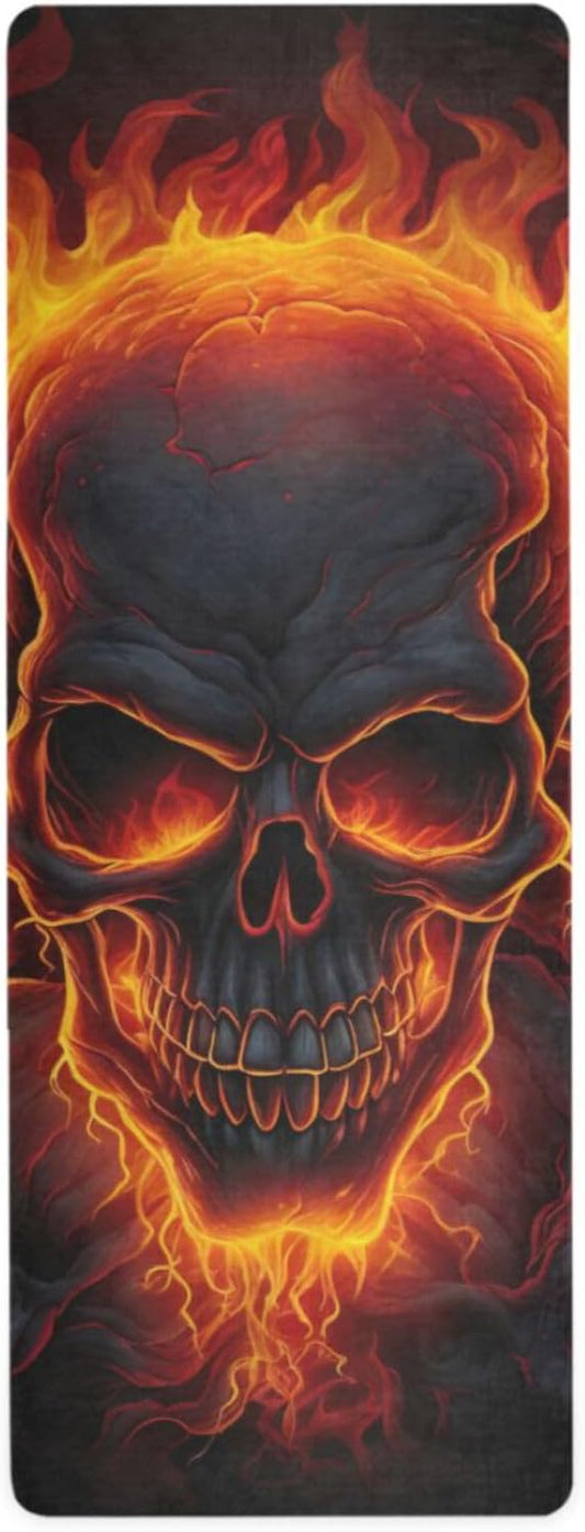 Skull Yoga Mat for Women Men 71" x 26" Non Slip Exercise & Fitness Mat 1mm Thick Workout Mat for Yoga, Pilates, Come with Storage Bag