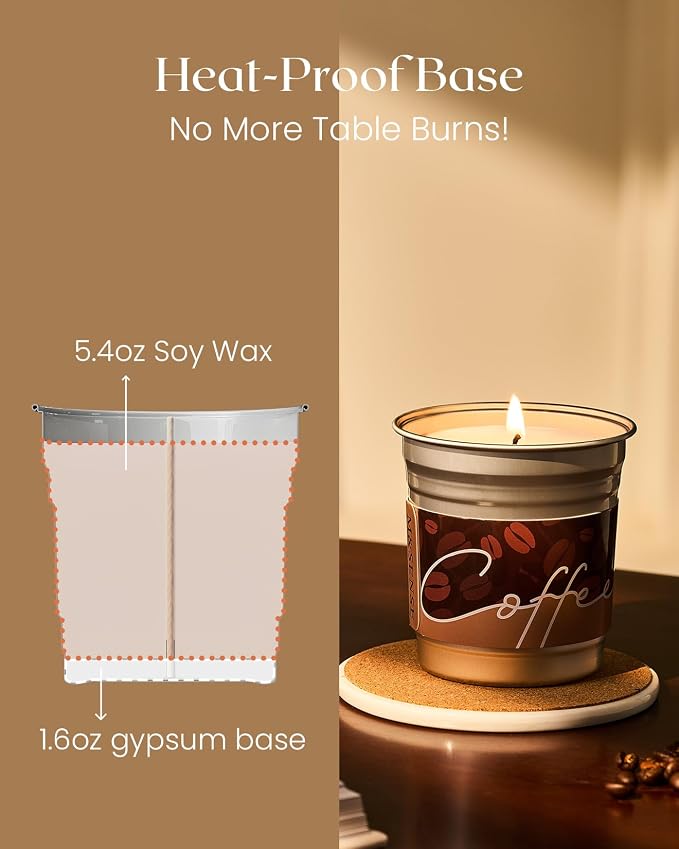 M&SENSE Coconut Latte Scented Candle, Soy Wax 7oz | 42 Hours Long Lasting, Clean Burn, Non-Toxic, Relaxing Aromatherapy